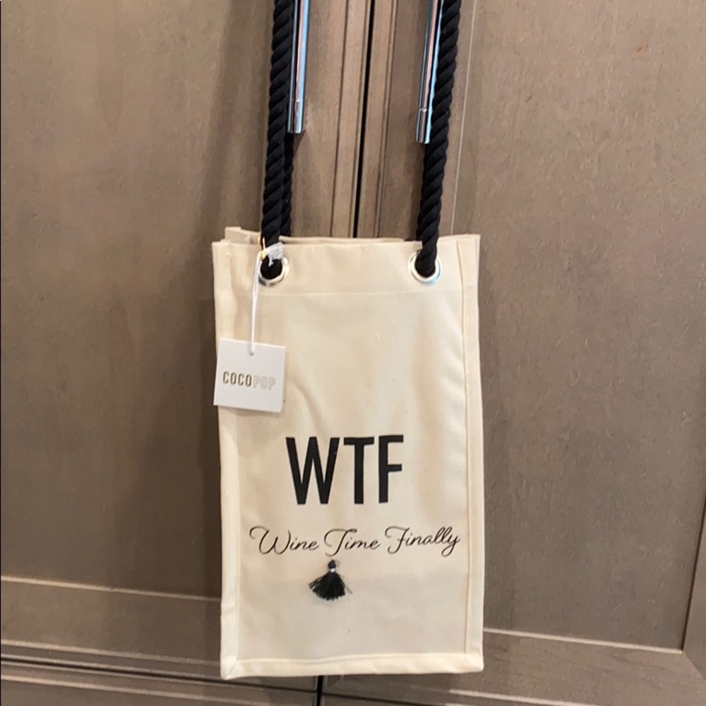Coco+Pop Two bottle canvas tote bag.